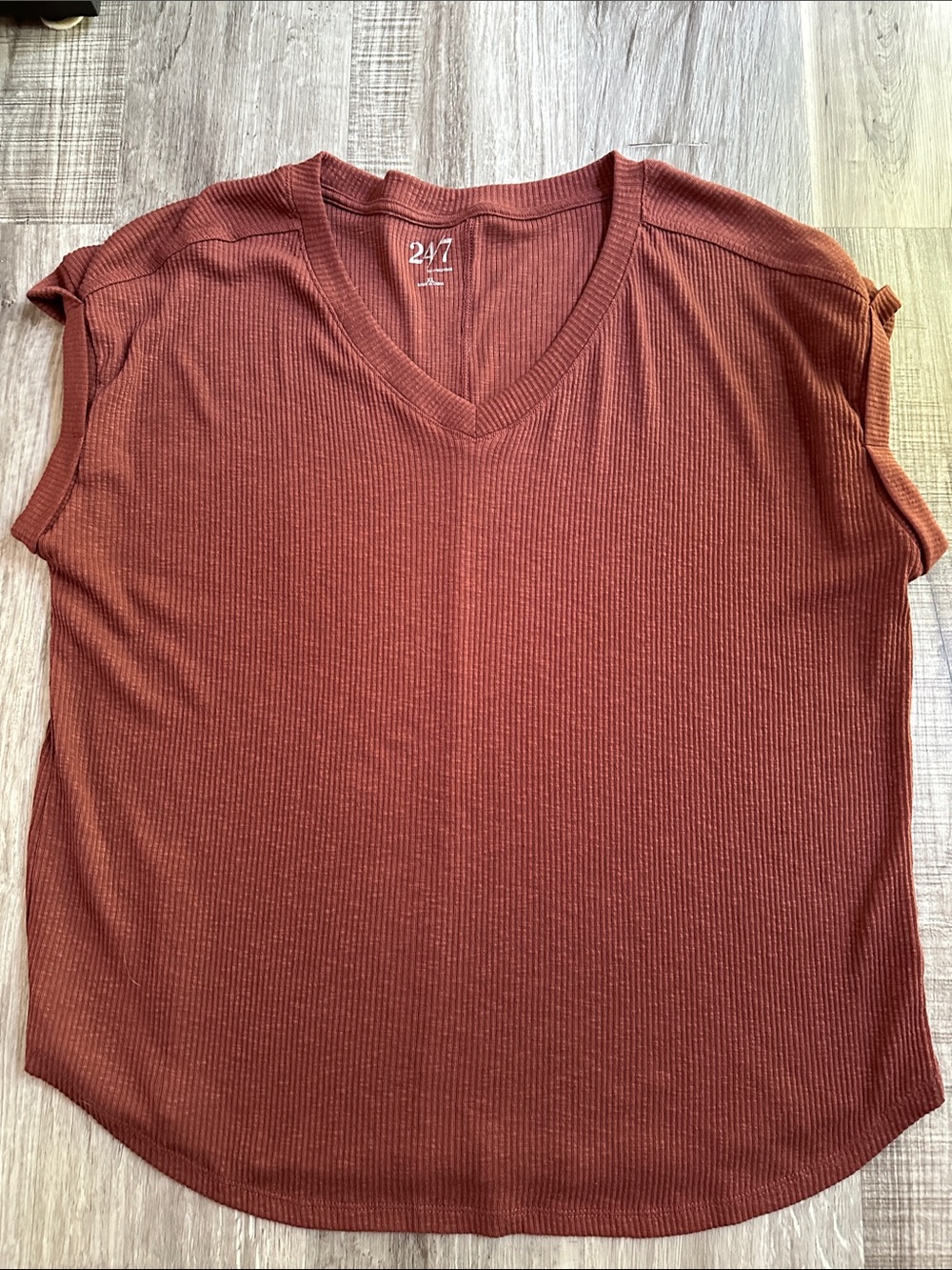 Maurices Rust Ribbed V-Neck Tank Top
